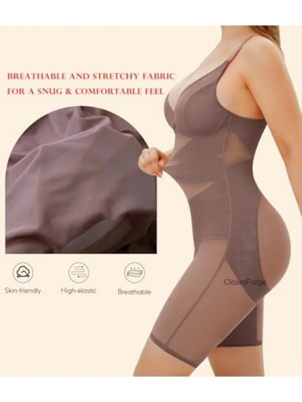 Women's Tummy Control Shapewear Bodysuit with Built in Bra, Butt Lifter,